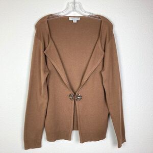 Coldwater Creek Women's Cardigan Size M 10-12 Brown Jewel Rhinestone Closure